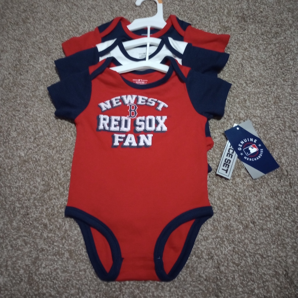 NWT MLB Boston Red Sox Infant Boys' 3pk Bodysuit